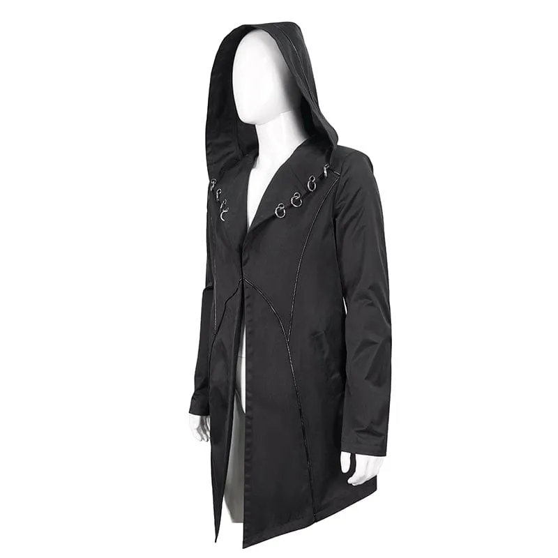 Men's Punk Strappy Swallow-tailed Coat with Hood