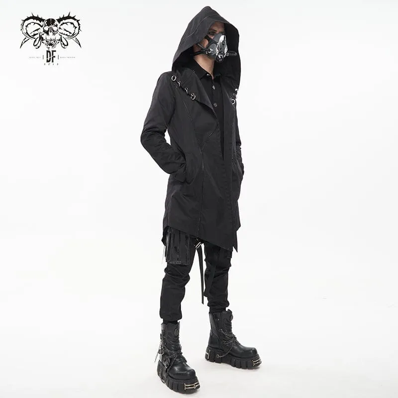 Men's Punk Strappy Swallow-tailed Coat with Hood