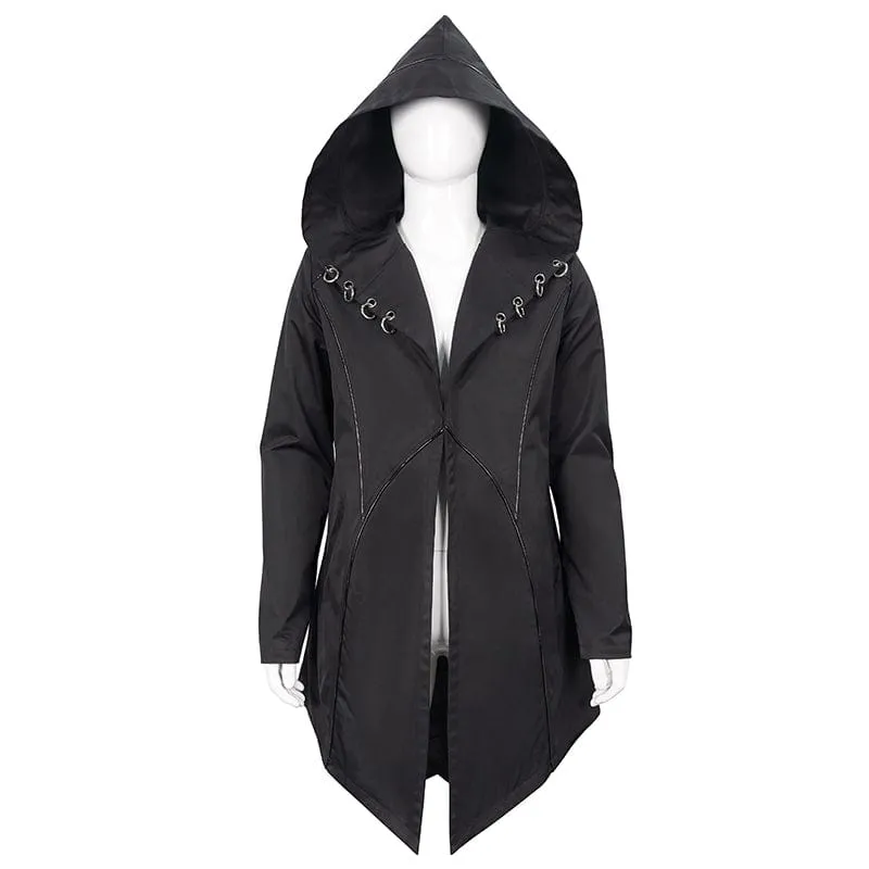 Men's Punk Strappy Swallow-tailed Coat with Hood