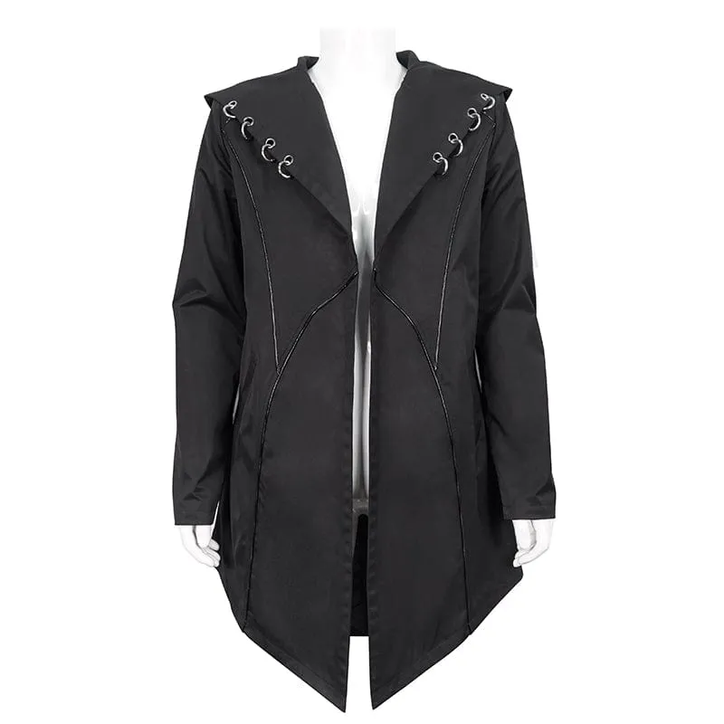 Men's Punk Strappy Swallow-tailed Coat with Hood