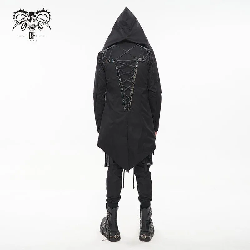 Men's Punk Strappy Swallow-tailed Coat with Hood