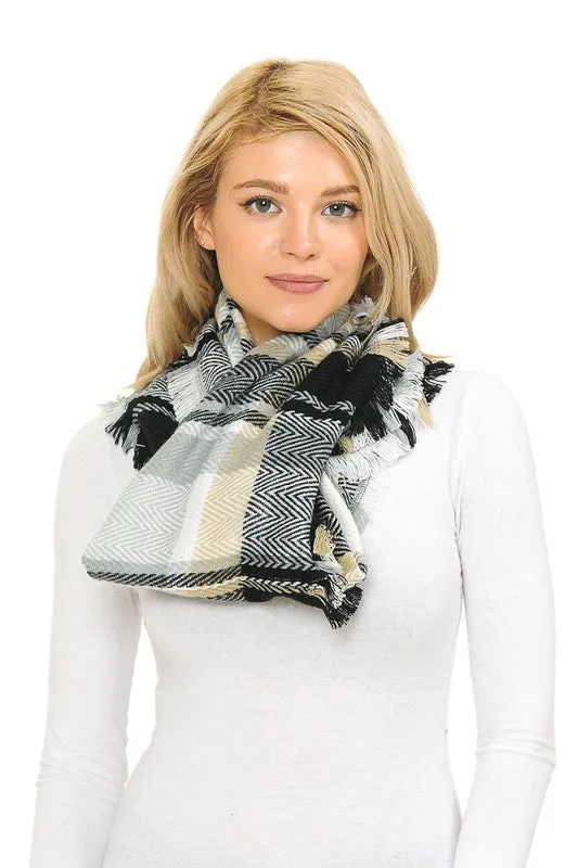 Plaid & Chevron Patterned Infinity Scarf