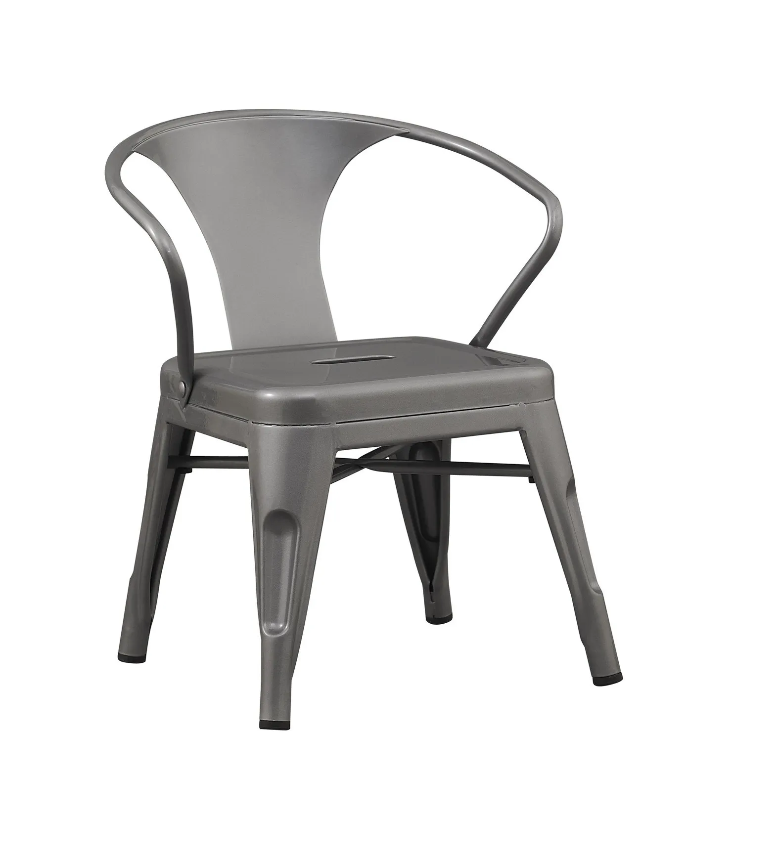 Rugged Steel Stacking Industrial Silver Kids Play Metal Chair Arms (set of 2)