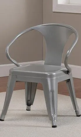 Rugged Steel Stacking Industrial Silver Kids Play Metal Chair Arms (set of 2)