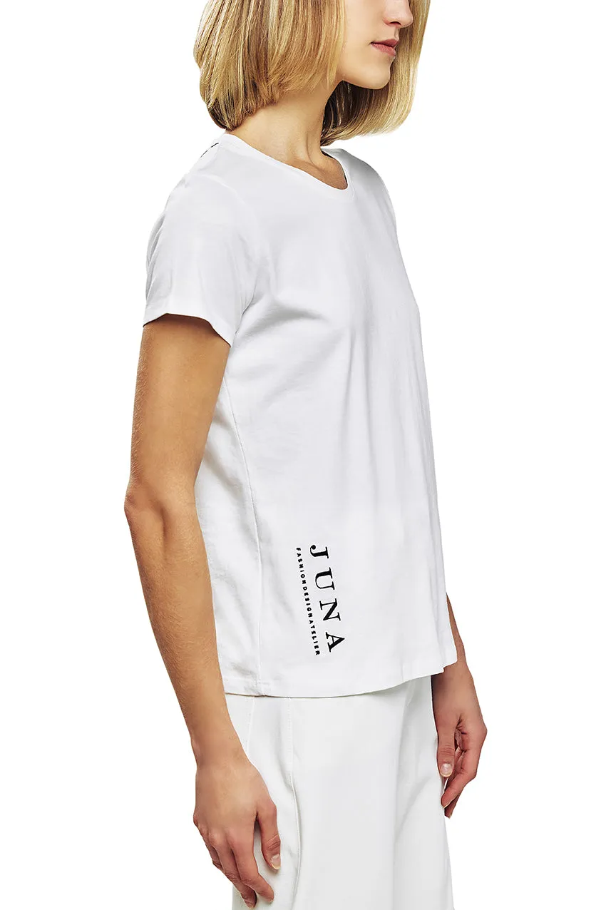 Short Sleeve Cotton T-Shirt with Embroidered Face Silhouette