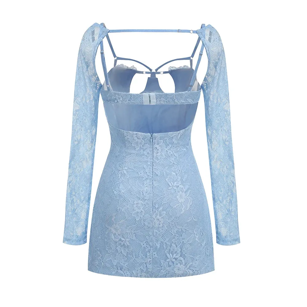 Trend4us Women's Chic Lace Cutout Backless Mini Dress