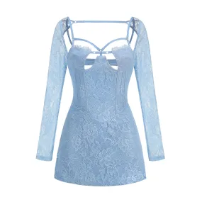 Trend4us Women's Chic Lace Cutout Backless Mini Dress