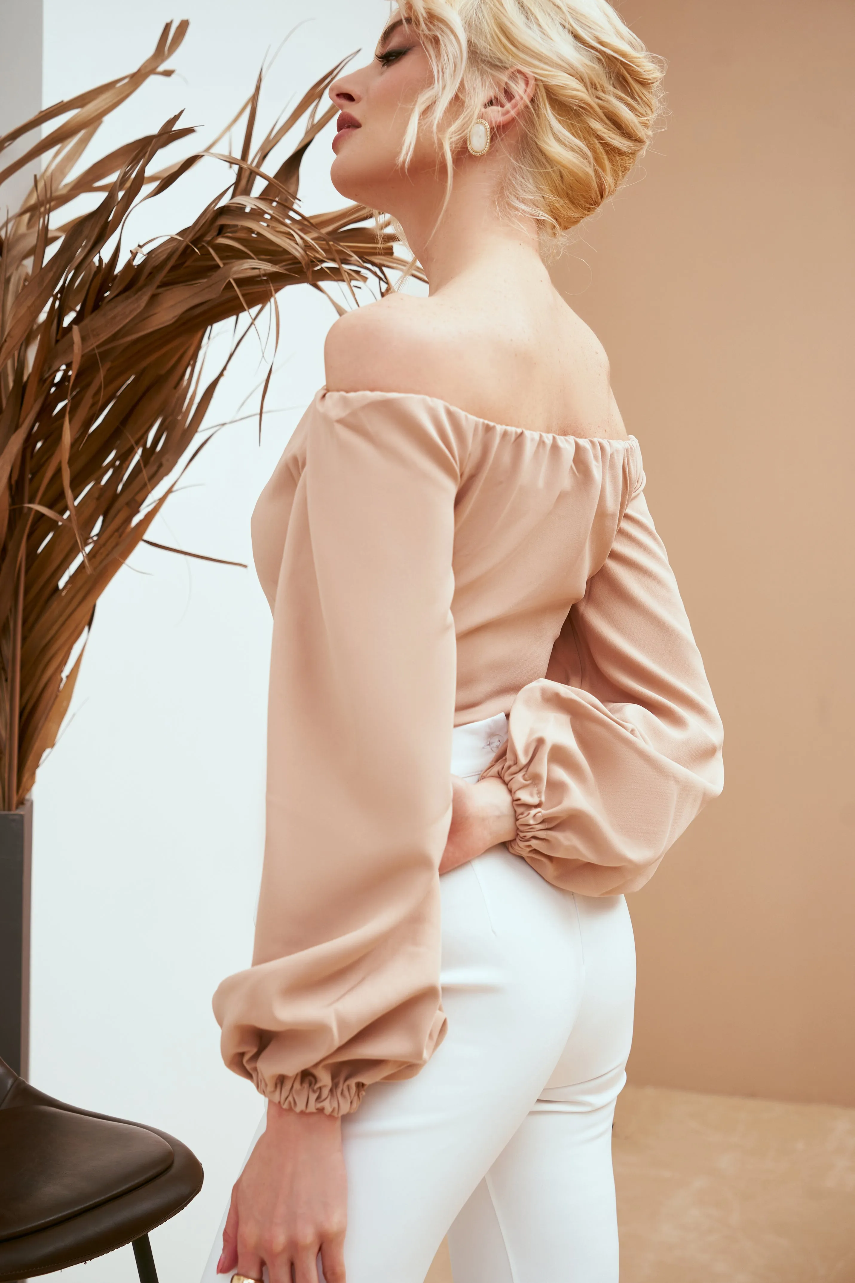 White High Waist Slit Pants