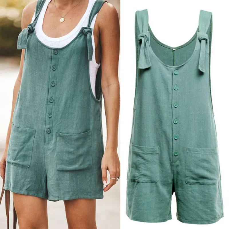Women Summer Sleeveless Overall Jumpsuit