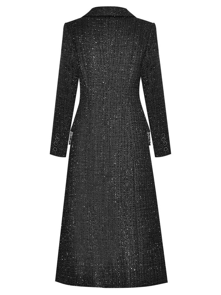 Woolen Windbreaker Single Breasted Beaded Overcoat